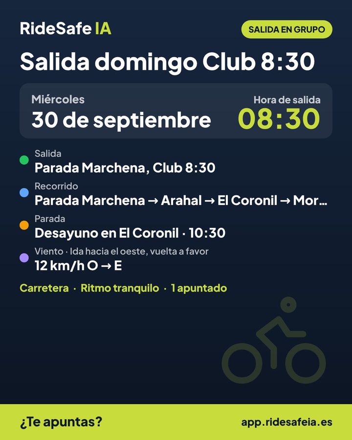 Tarjeta de una salida para compartir en WhatsApp